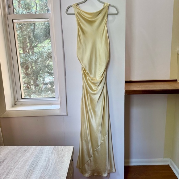 NWT Reformation Casette Silk Dress Maxi Long Wedding Cocktailin Blonde Yellow 12 - Picture 16 of 17